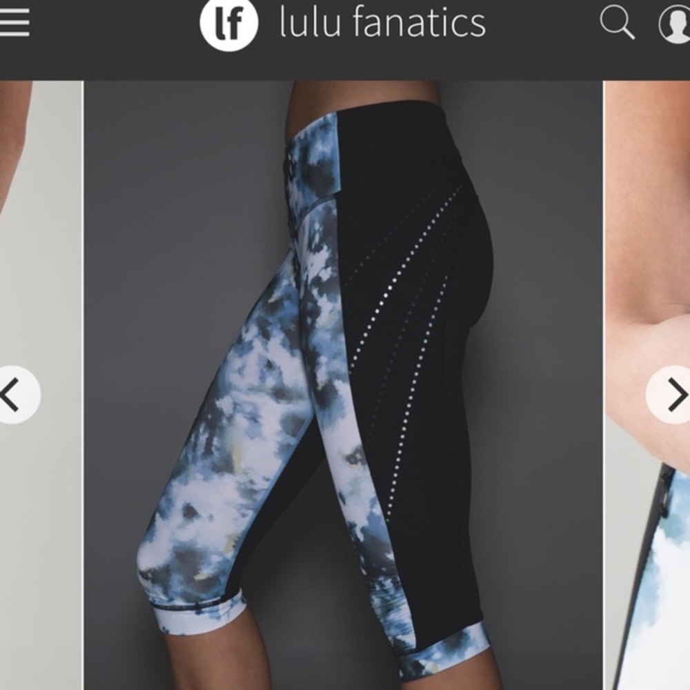 NWT Lululemon Stop At Nothing Crop Sz 4 Black Mini Blooming Pixie Aquamarine